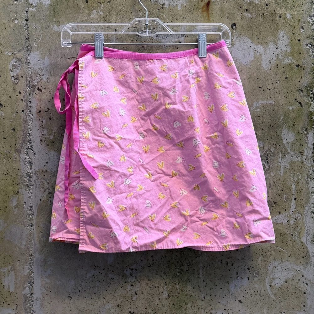 Lilly Pulitzer Vintage Reversible Wrap Around Skirt, Fireflies, Pink / Yellow, 6